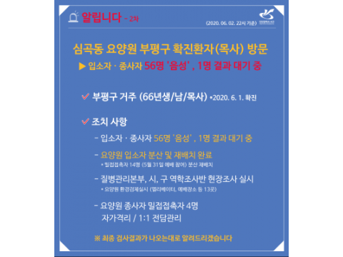 [크기변환]부평구 확진환자 방문 심곡동 소재 요양원 입소자  종사자 56명 음성, 1명 결과대기중(최종).png